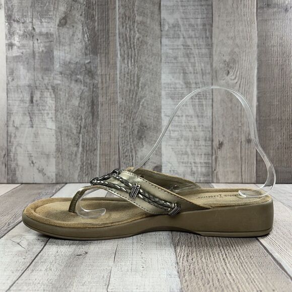 Minnetonka Women's Silverthorne Thong Sandals Flip Flops Leather Gold Size 9 - Picture 10 of 13